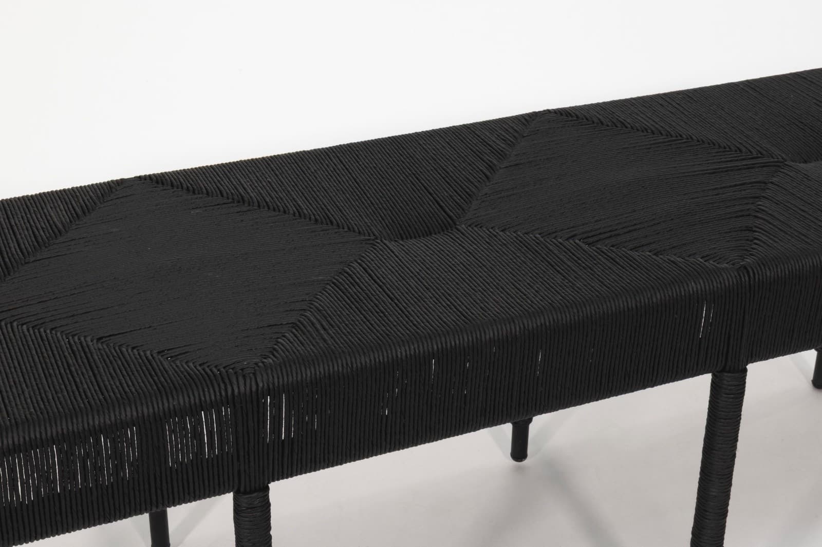 Indoor & Outdoor Low Profile Woven Black Rattan Bench - Thumbnail 4