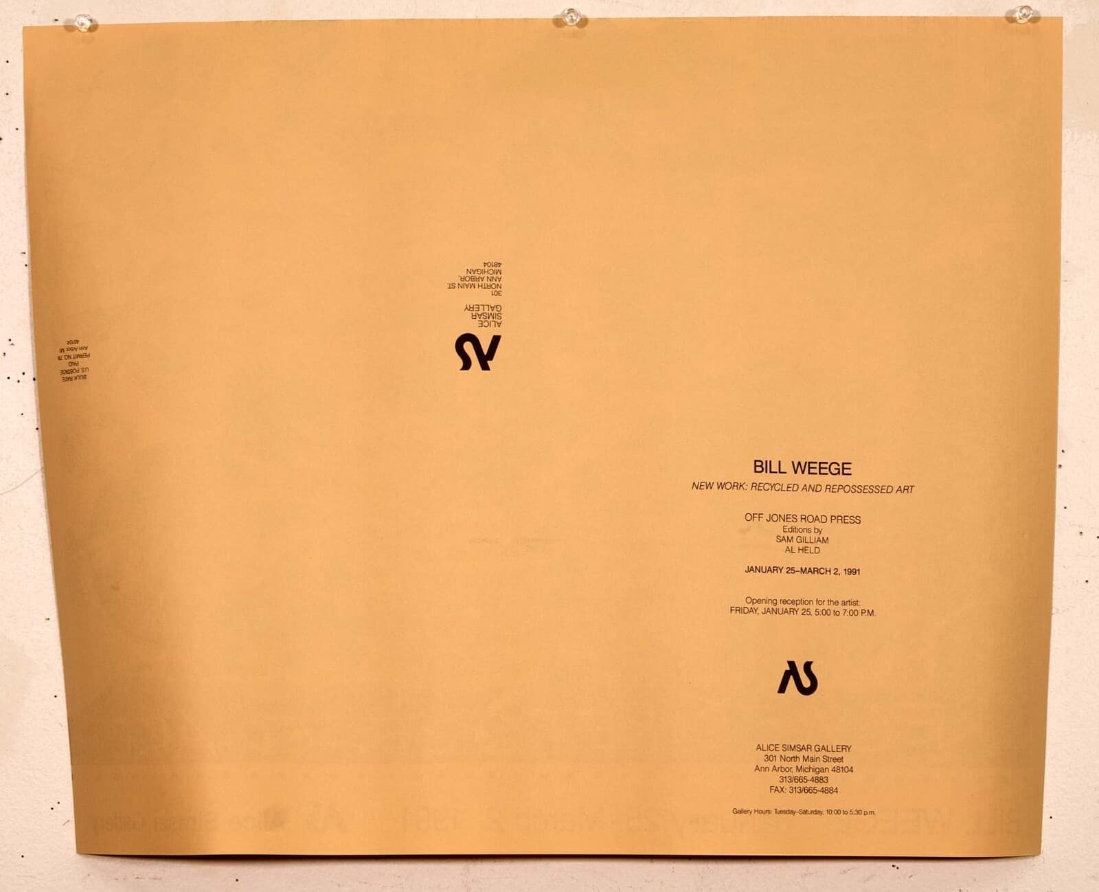 William Weege Recycled & Repossessed Signed Lithographic Exhibition Poster UF - Thumbnail 10