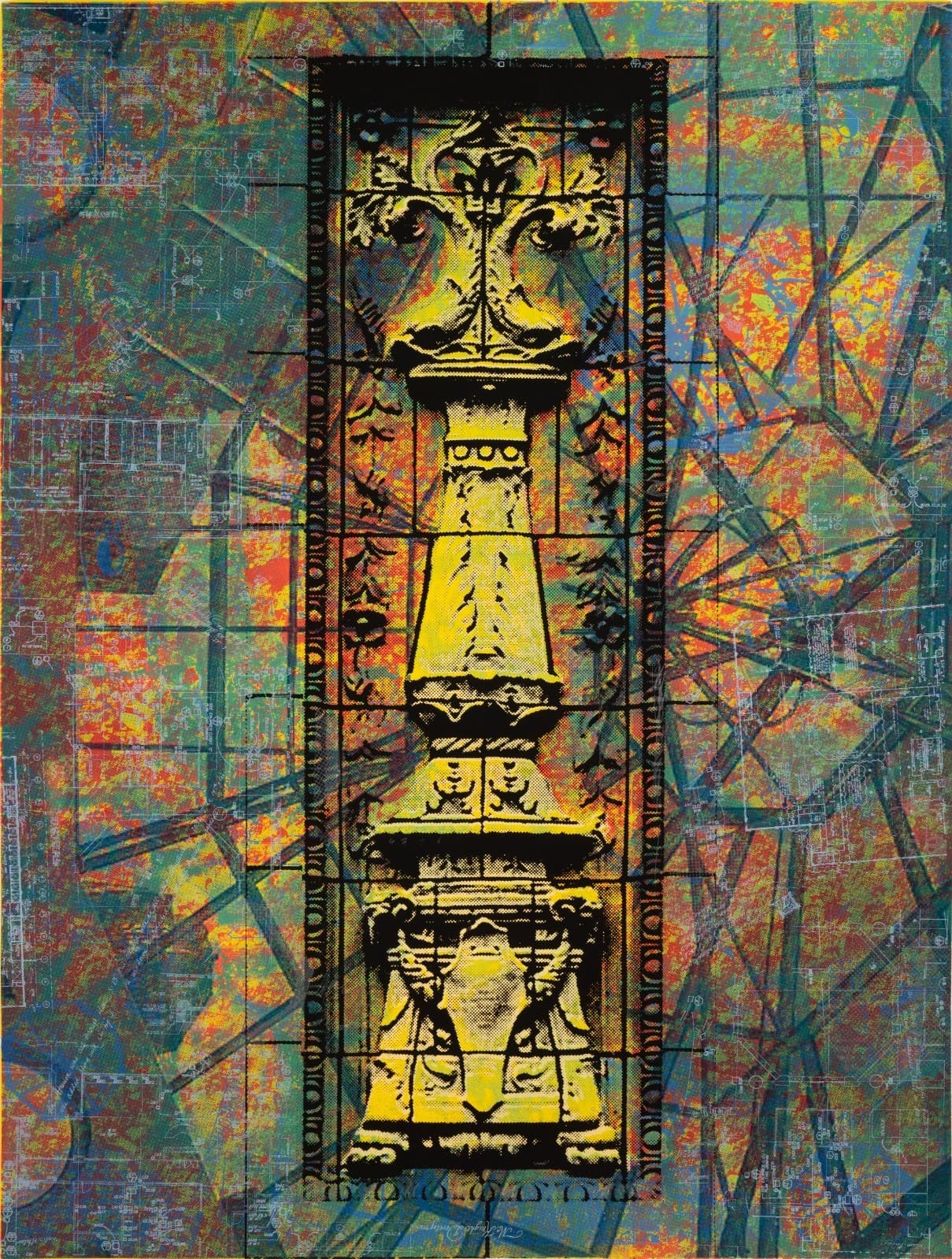 Judith Lipnik Perlow Column Series (Large V) 2003 Signed Serigraph on Paper - Thumbnail 2
