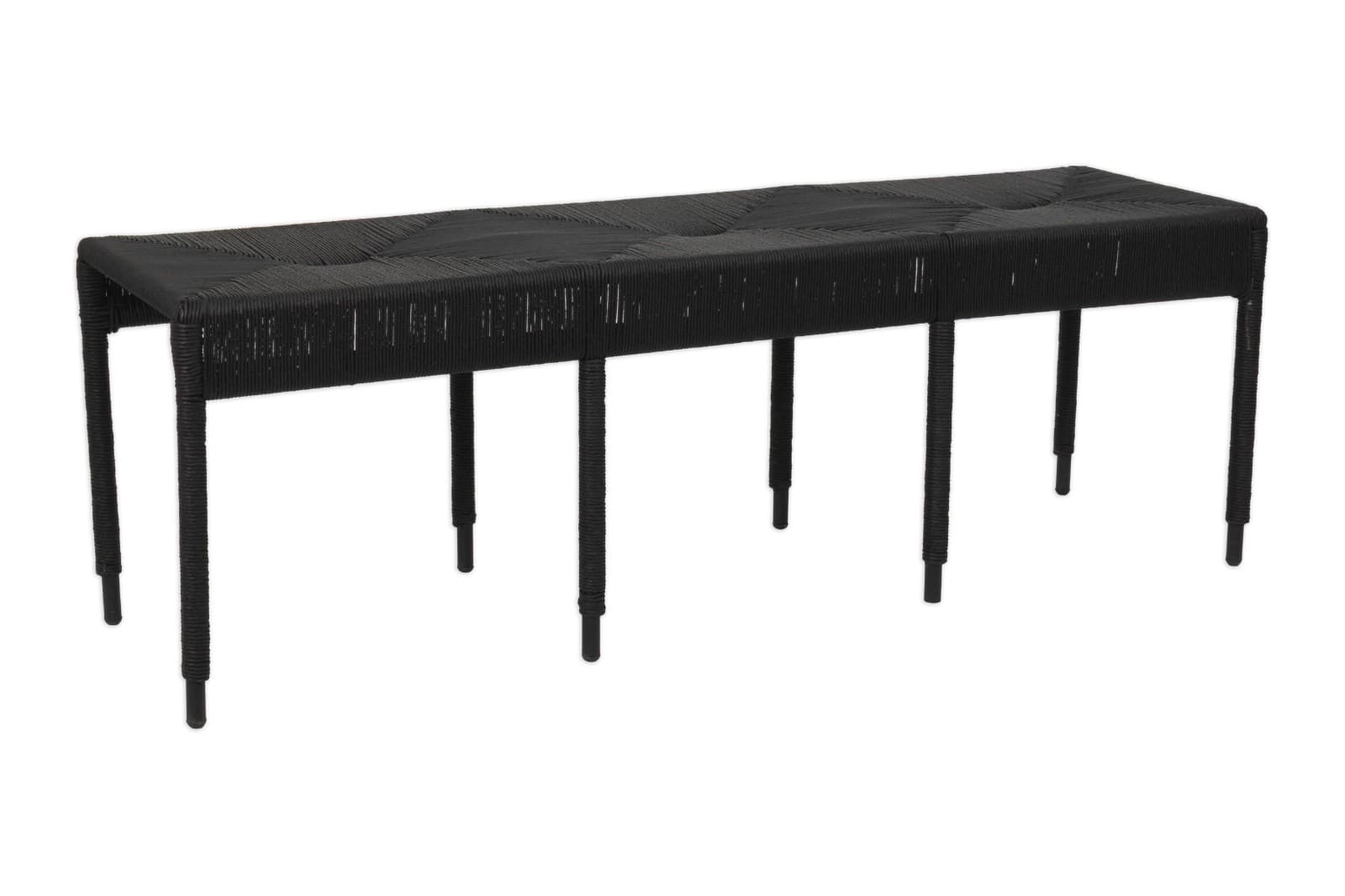 Indoor & Outdoor Low Profile Woven Black Rattan Bench