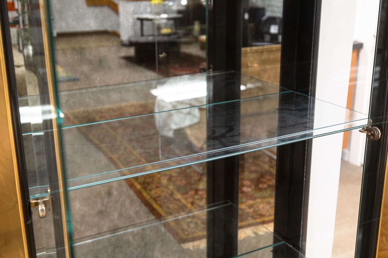 Vintage Mastercraft Brass and Glass Light Up Mirrored Etagere Shelving Unit - Thumbnail 4