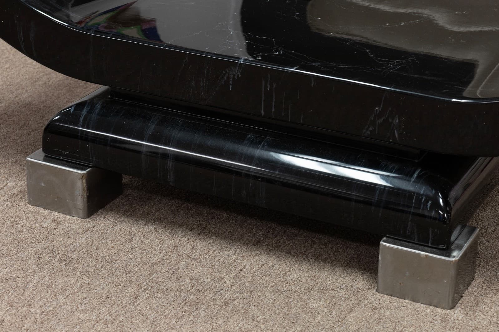 Art Deco Style Post Modern Black Lacquer Dining Table With Glass Top - Thumbnail 6