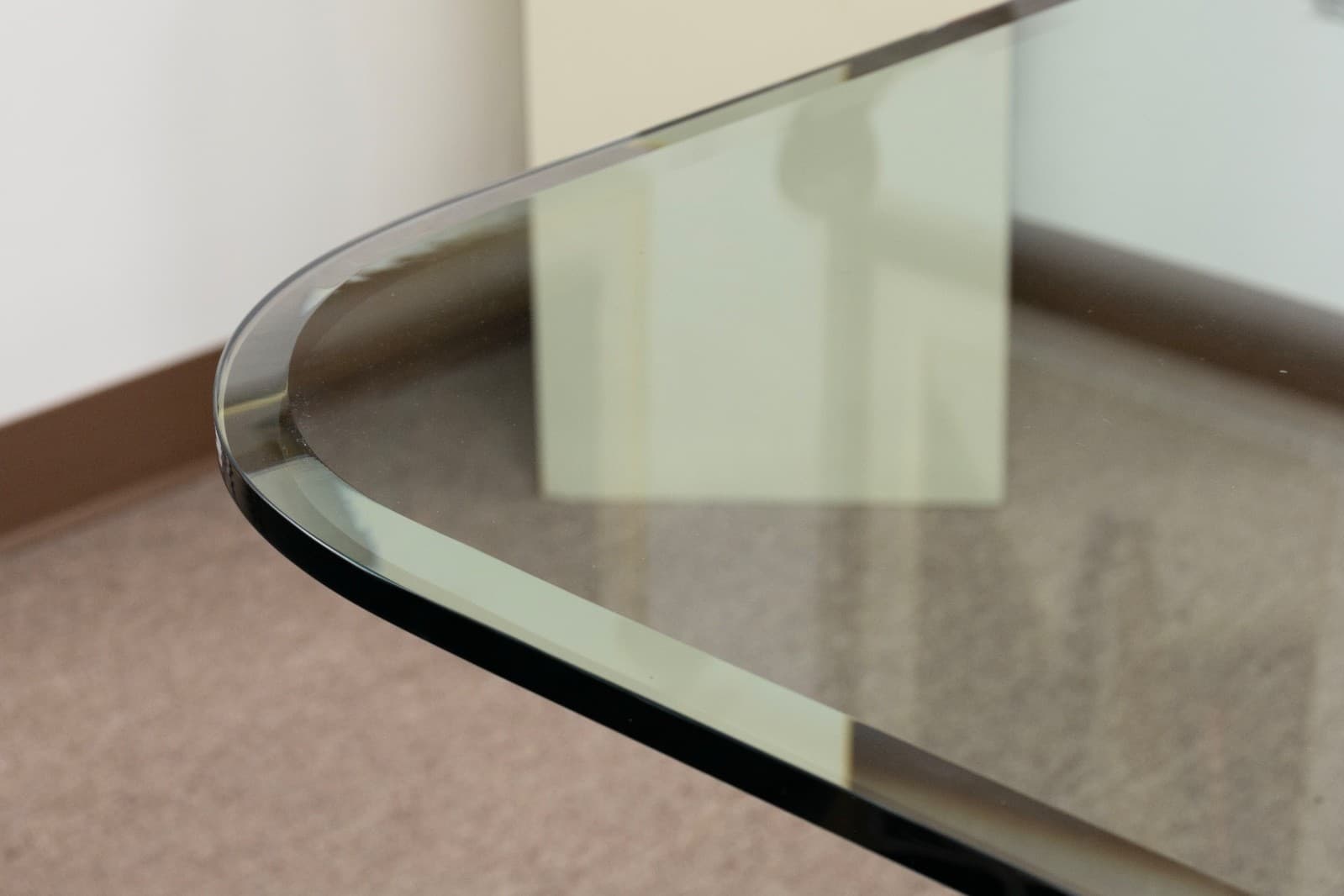 Art Deco Style Post Modern Black Lacquer Dining Table With Glass Top - Thumbnail 4