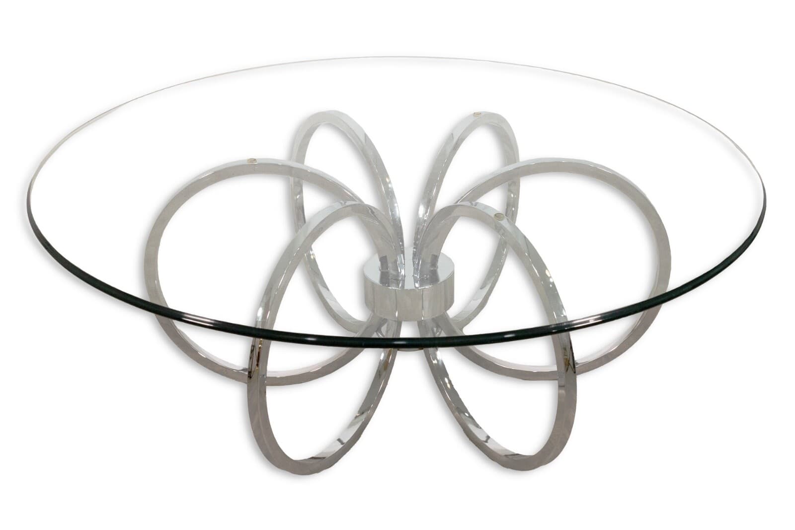 MidCentury Modern Chrome & Glass Coffee Table In The Style Of Milo Baughman