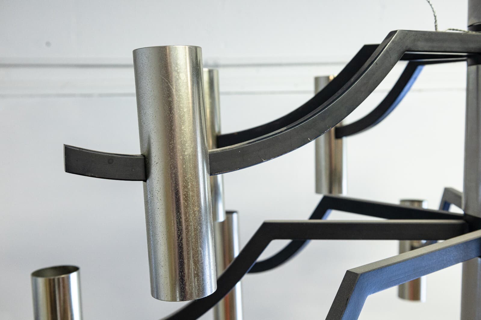 Contemporary ModerBlack and Chrome Candelabra Chandelier Ceiling Light Fixture - Thumbnail 2