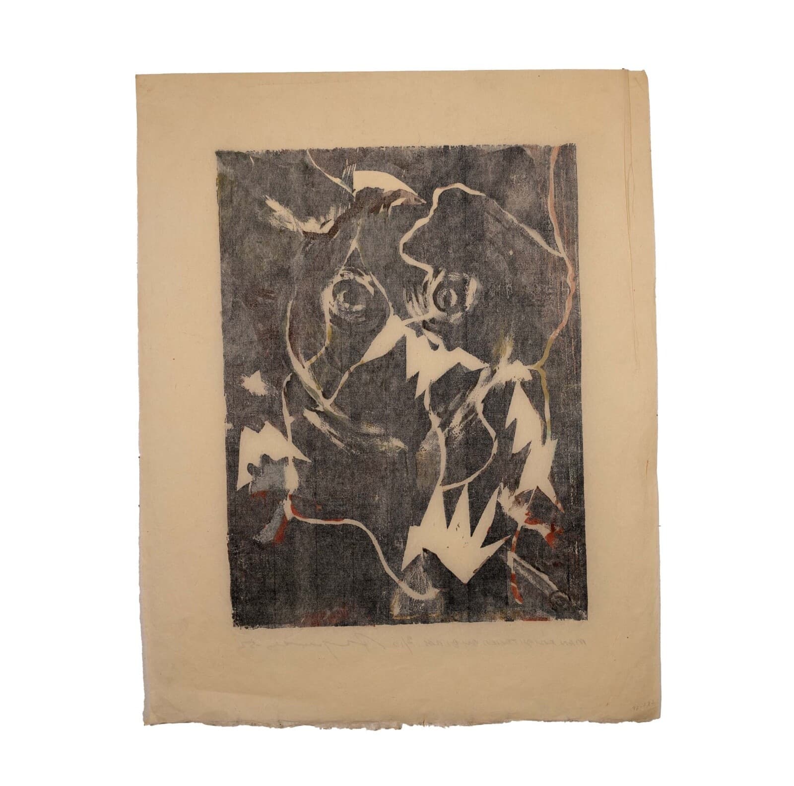 Adja Yunkers Man Frightened by Birds Signed Modern Woodcut on Paper 2/10 UF - Thumbnail 11