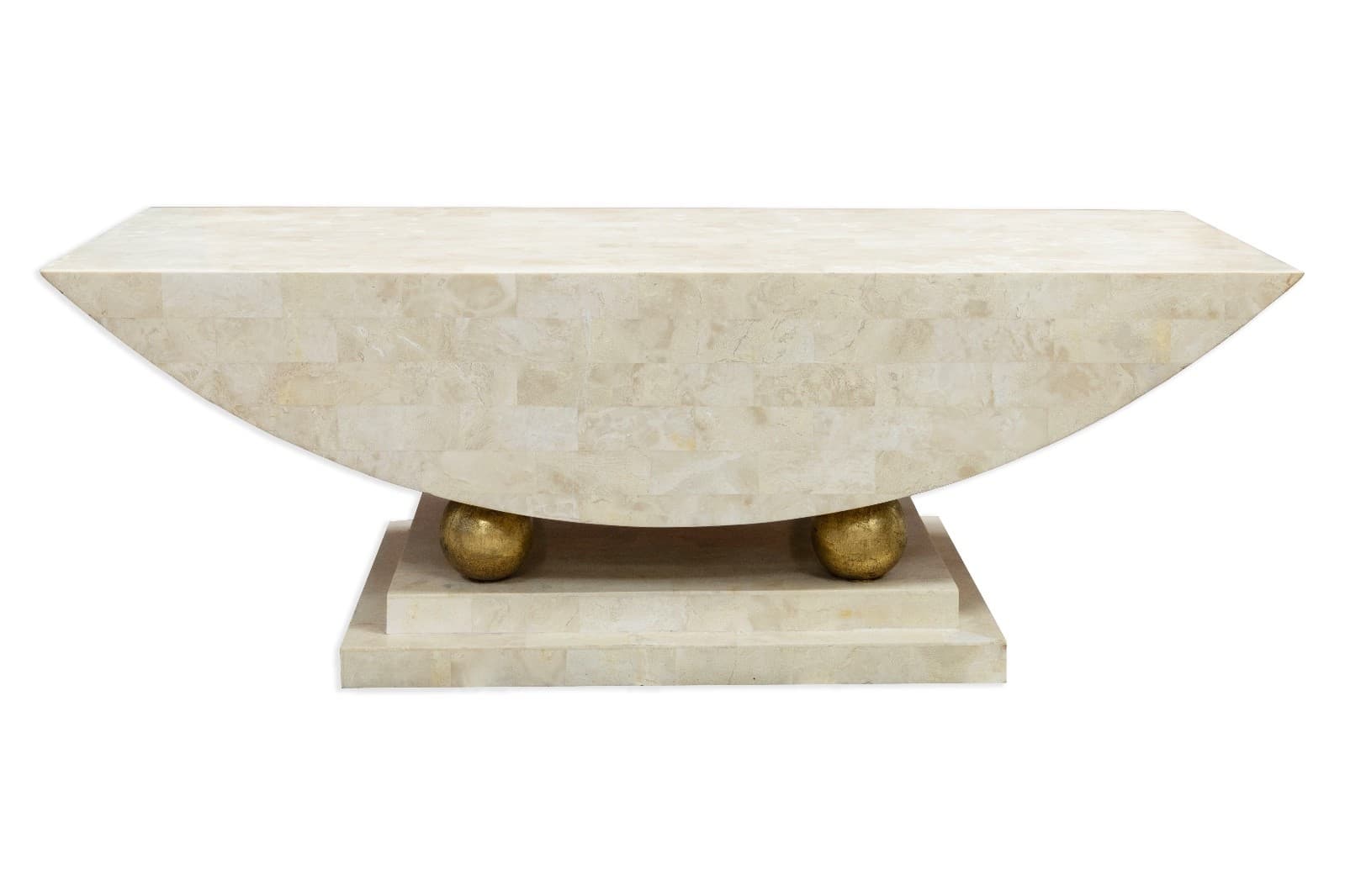 Polished Tesselated Stone Post Modern Coffee Table With Sculptural Base - Thumbnail 2