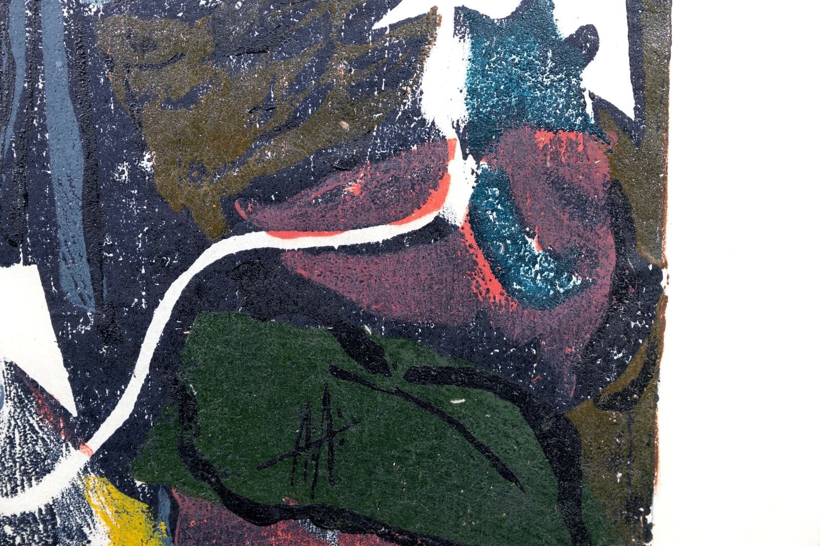 Adja Yunkers Man Frightened by Birds Signed Modern Woodcut on Paper 2/10 UF - Thumbnail 6
