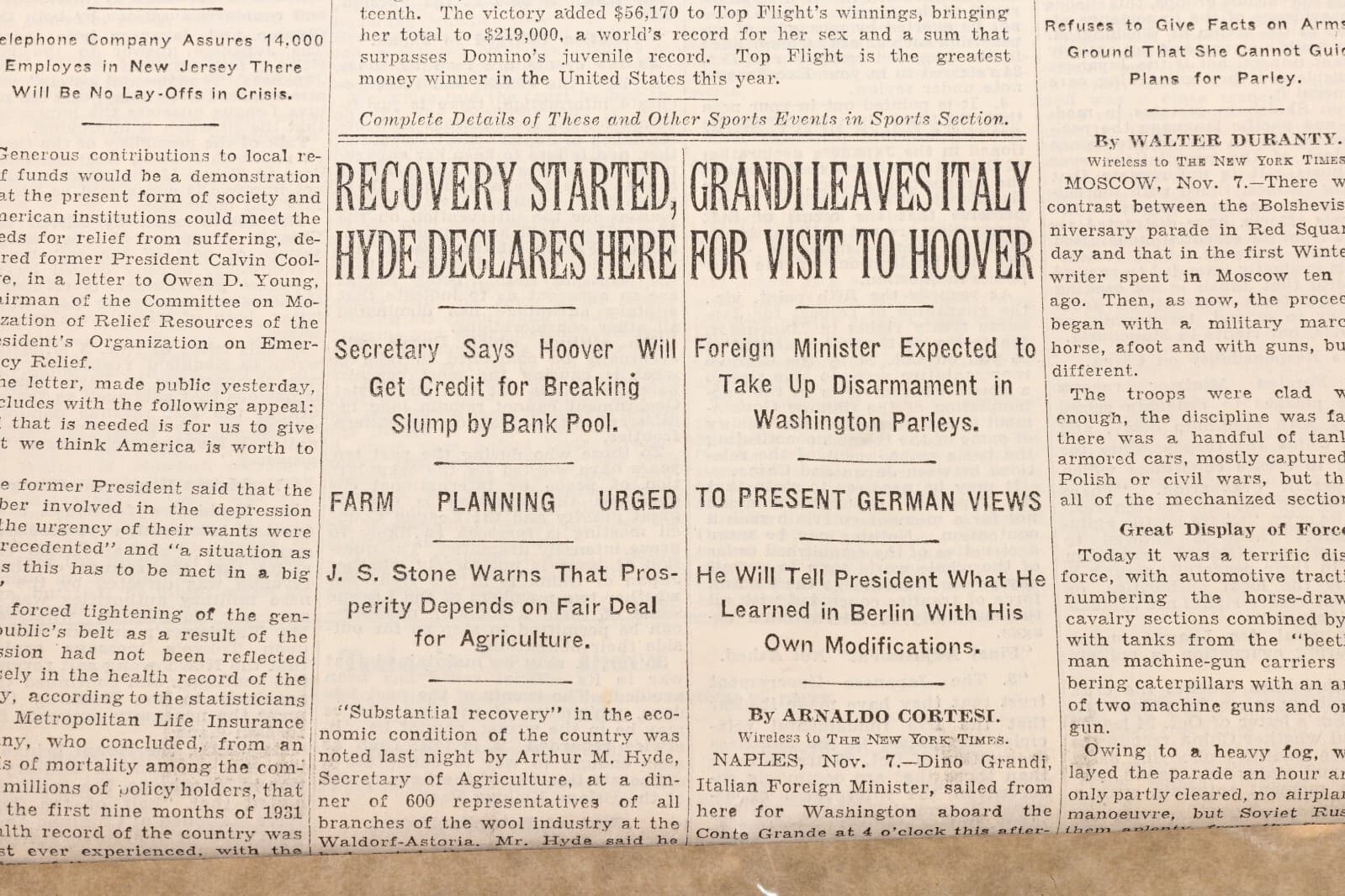 Vintage November 8th 1931 New York Times Newspaper with COA - Thumbnail 4