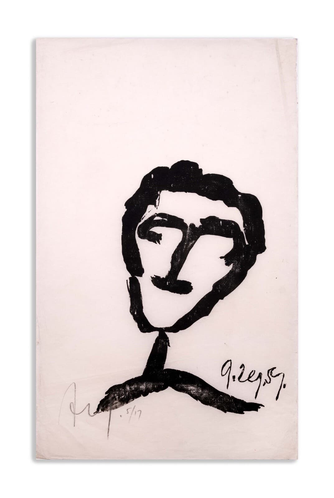 Adja Yunkers Untitled (Portrait X) Signed Modern Abstract Woodcut on Paper 5/17 - Thumbnail 2