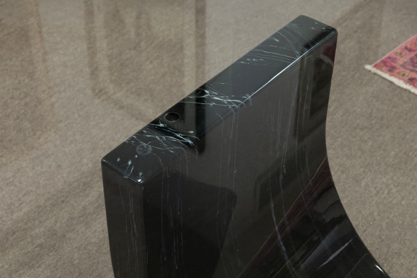 Art Deco Style Post Modern Black Lacquer Dining Table With Glass Top - Thumbnail 3