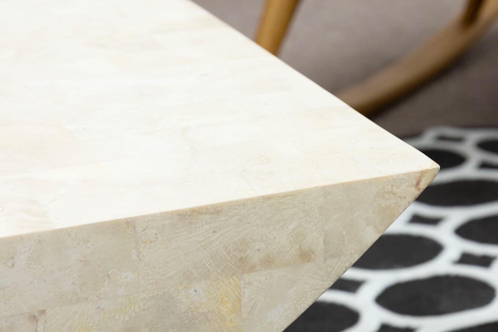 Polished Tesselated Stone Post Modern Coffee Table With Sculptural Base - Thumbnail 4