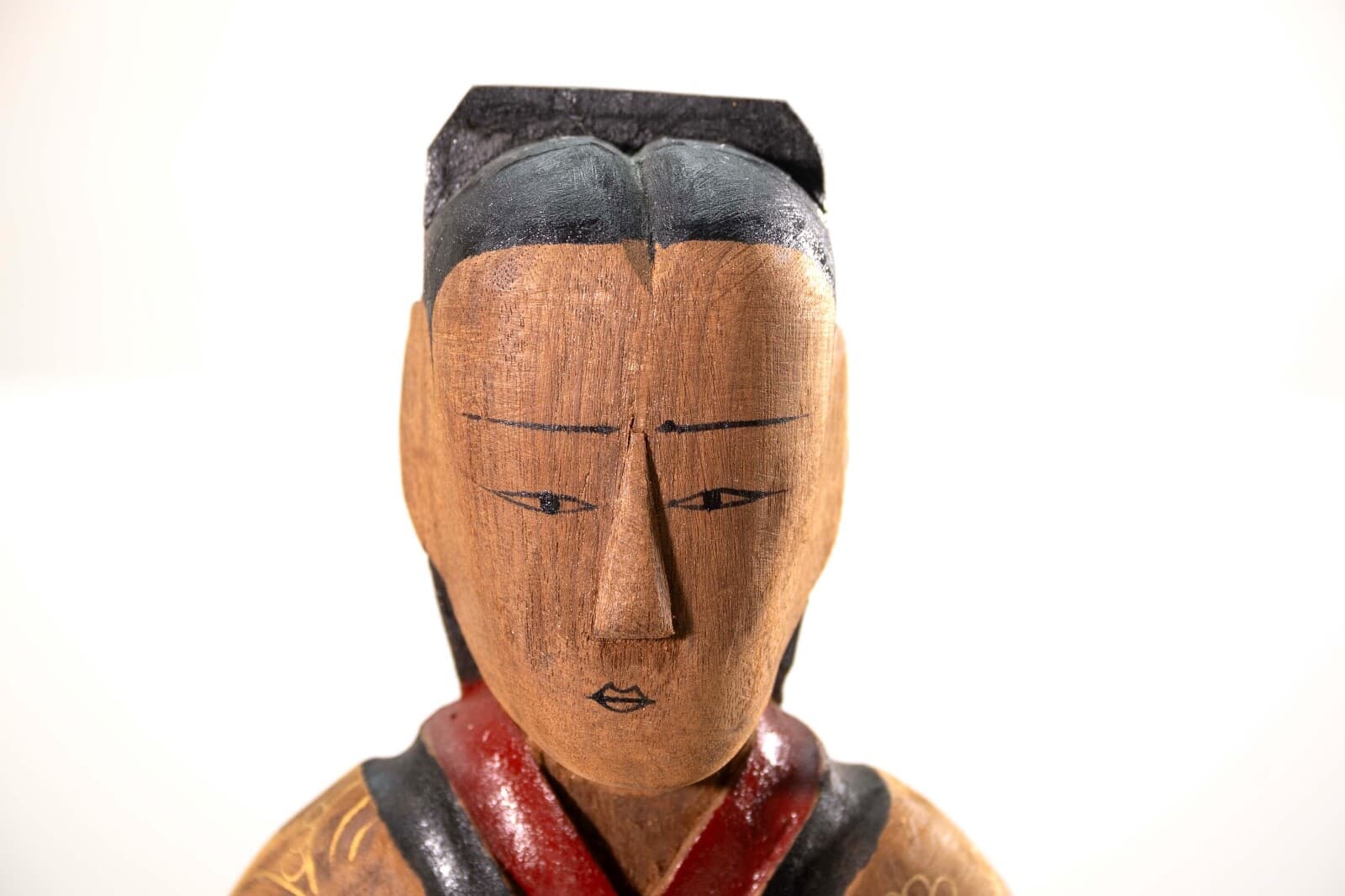 Pair of Vintage Chinese Wood Hand Painted Lacquer Figurine Sculptures Shanghai - Thumbnail 10