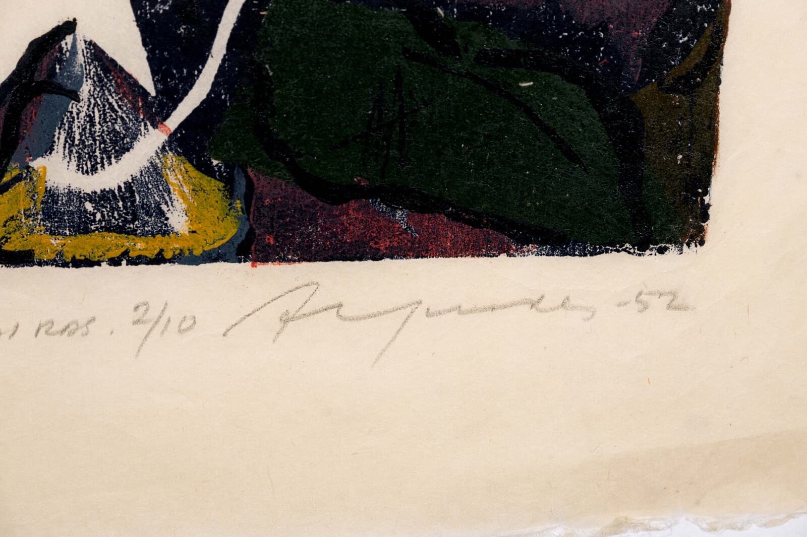 Adja Yunkers Man Frightened by Birds Signed Modern Woodcut on Paper 2/10 UF - Thumbnail 9