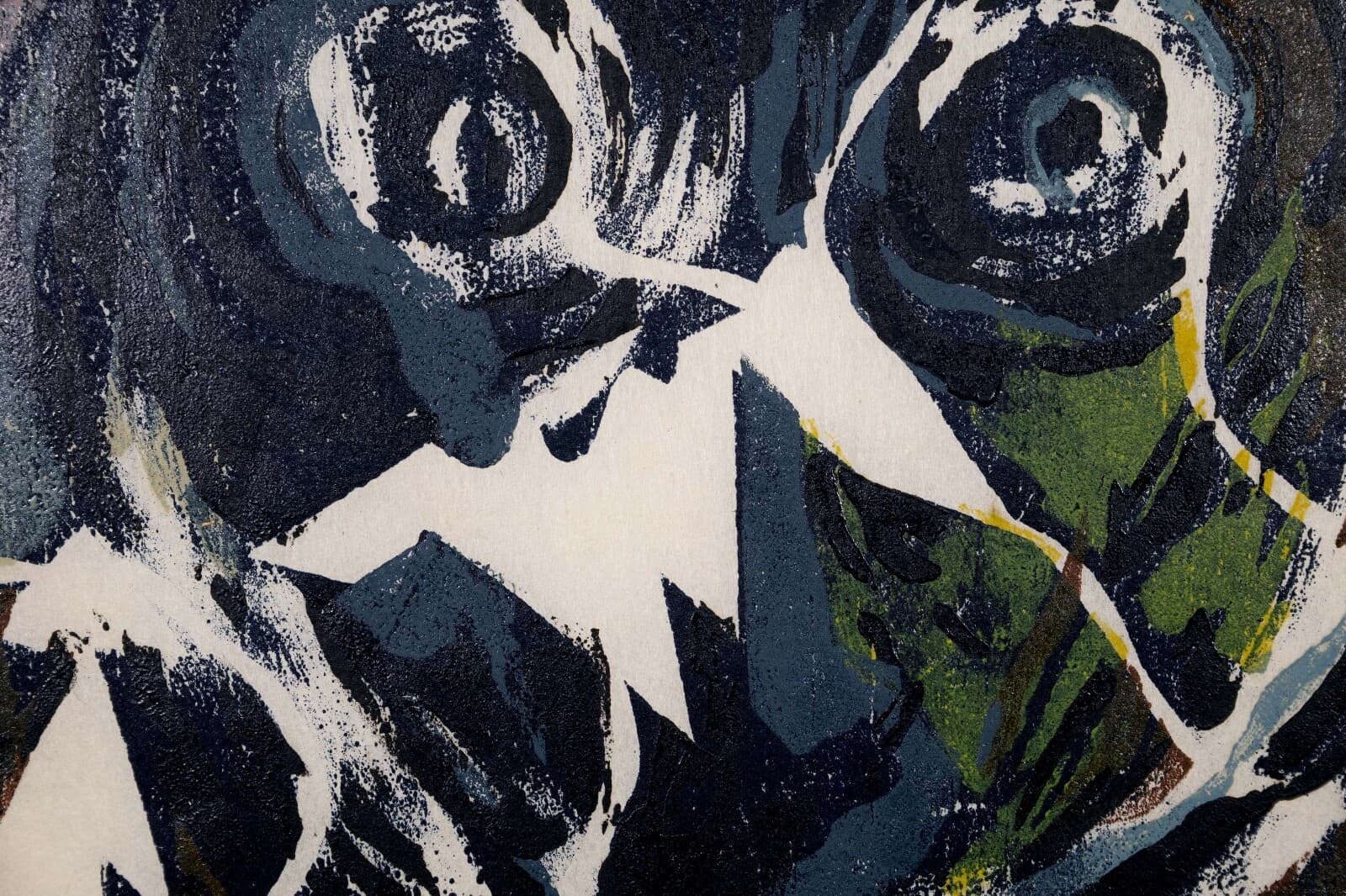 Adja Yunkers Man Frightened by Birds Signed Modern Woodcut on Paper 2/10 UF - Thumbnail 5