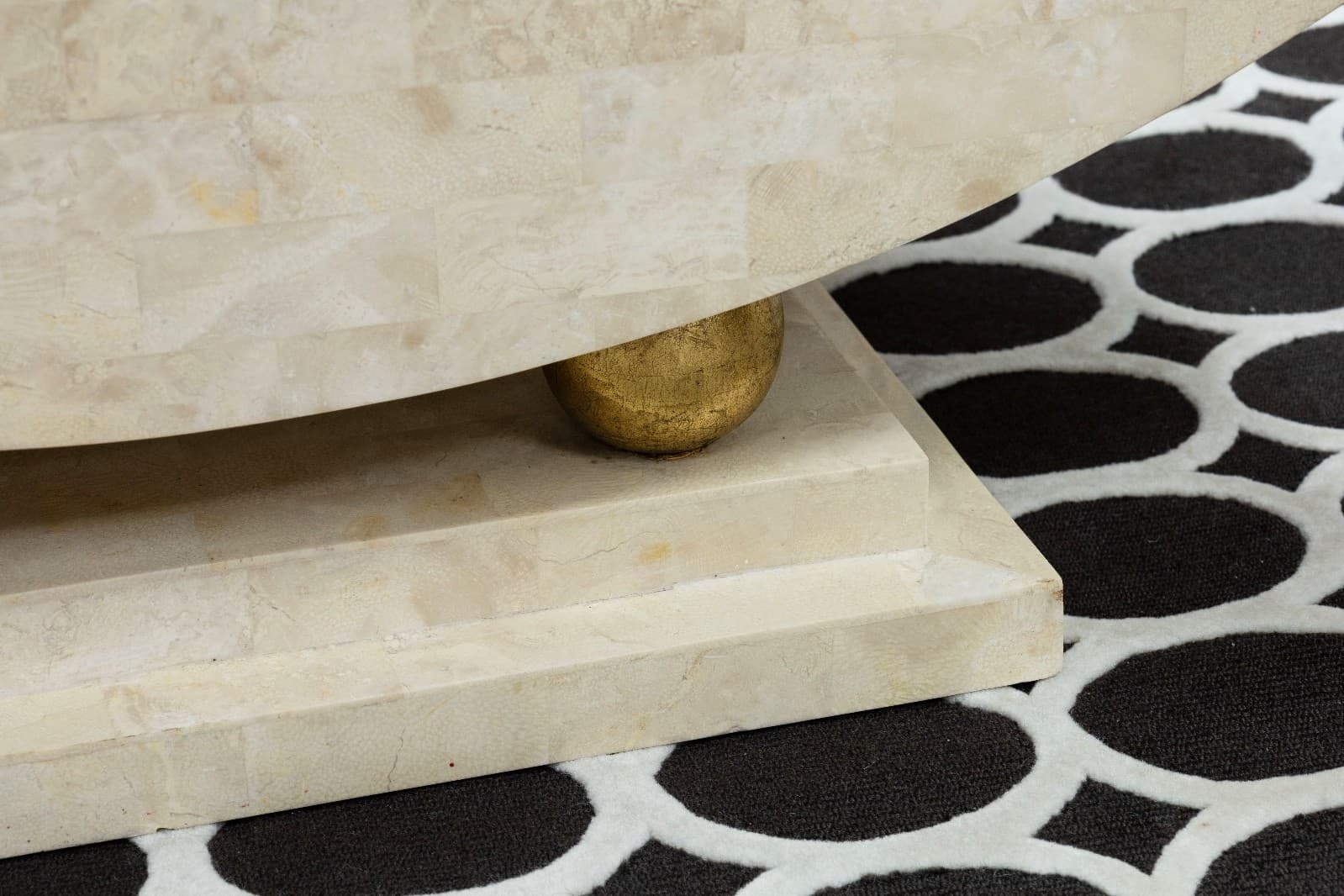Polished Tesselated Stone Post Modern Coffee Table With Sculptural Base - Thumbnail 3