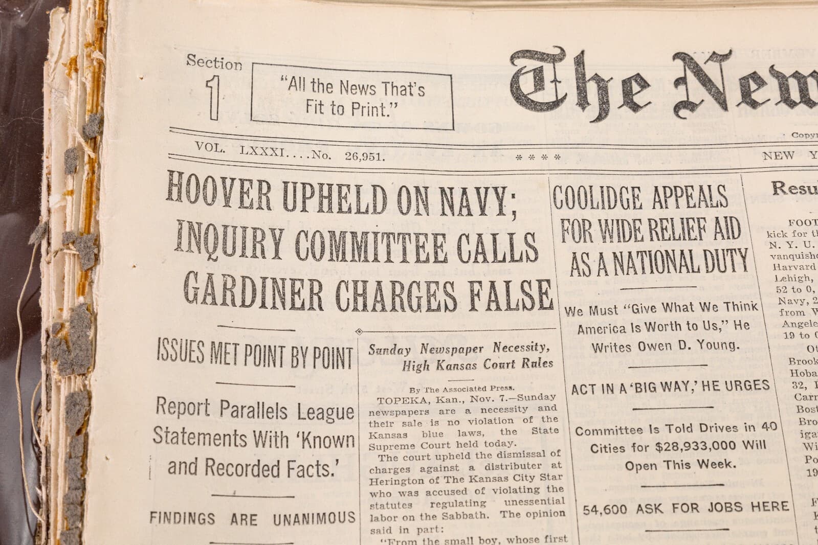 Vintage November 8th 1931 New York Times Newspaper with COA - Thumbnail 3