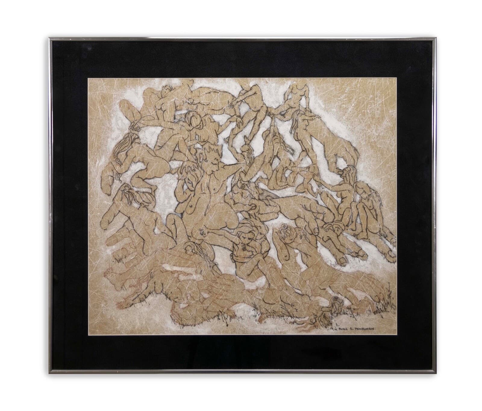 Ruthe G Pearlman Signed Modern Figurative Nude Watercolor On Paper Framed 1970s - Thumbnail 2