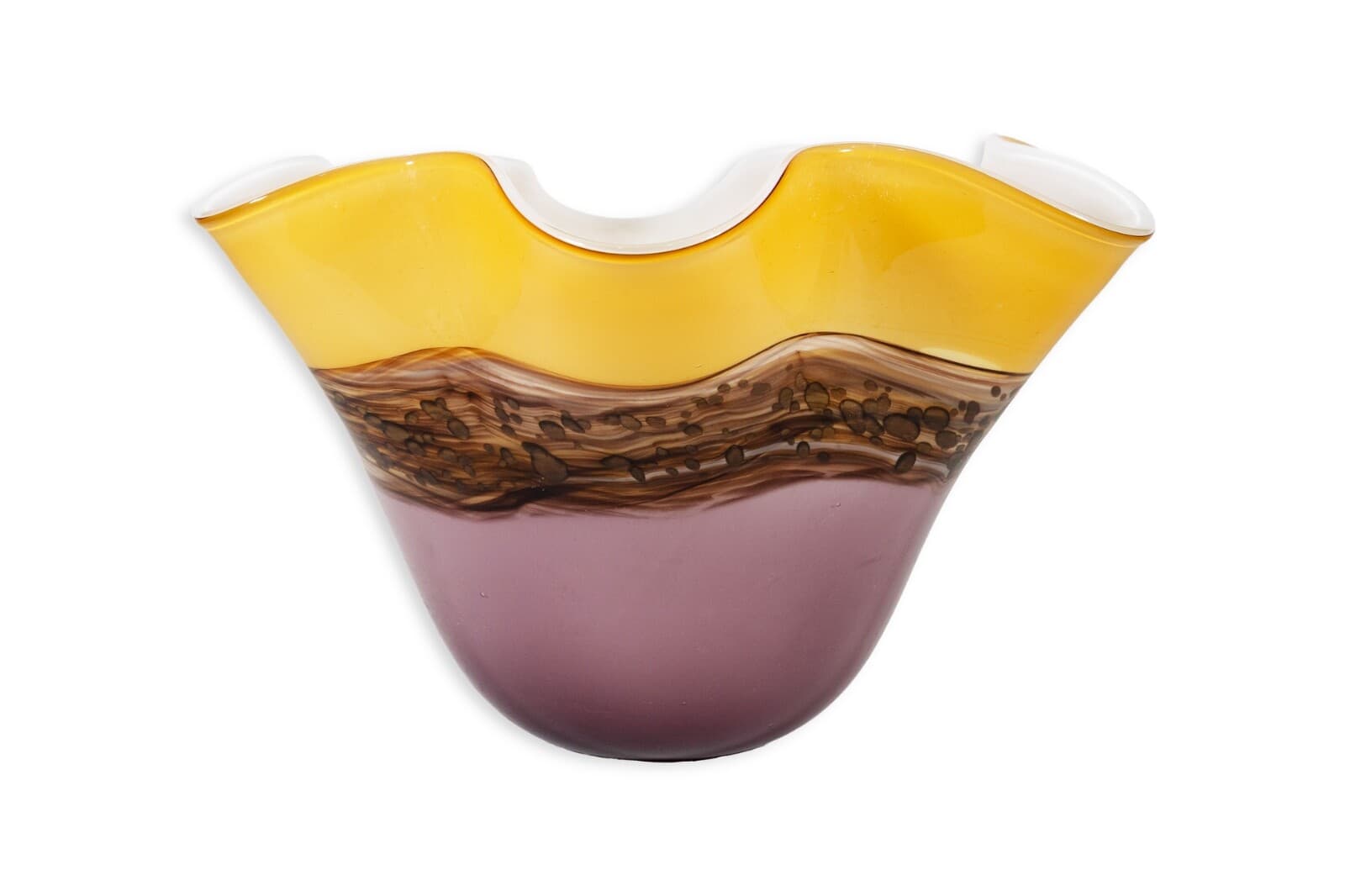 Purple And Yellow Handblown Glass Vessel Viz Glass Inc. - Thumbnail 2