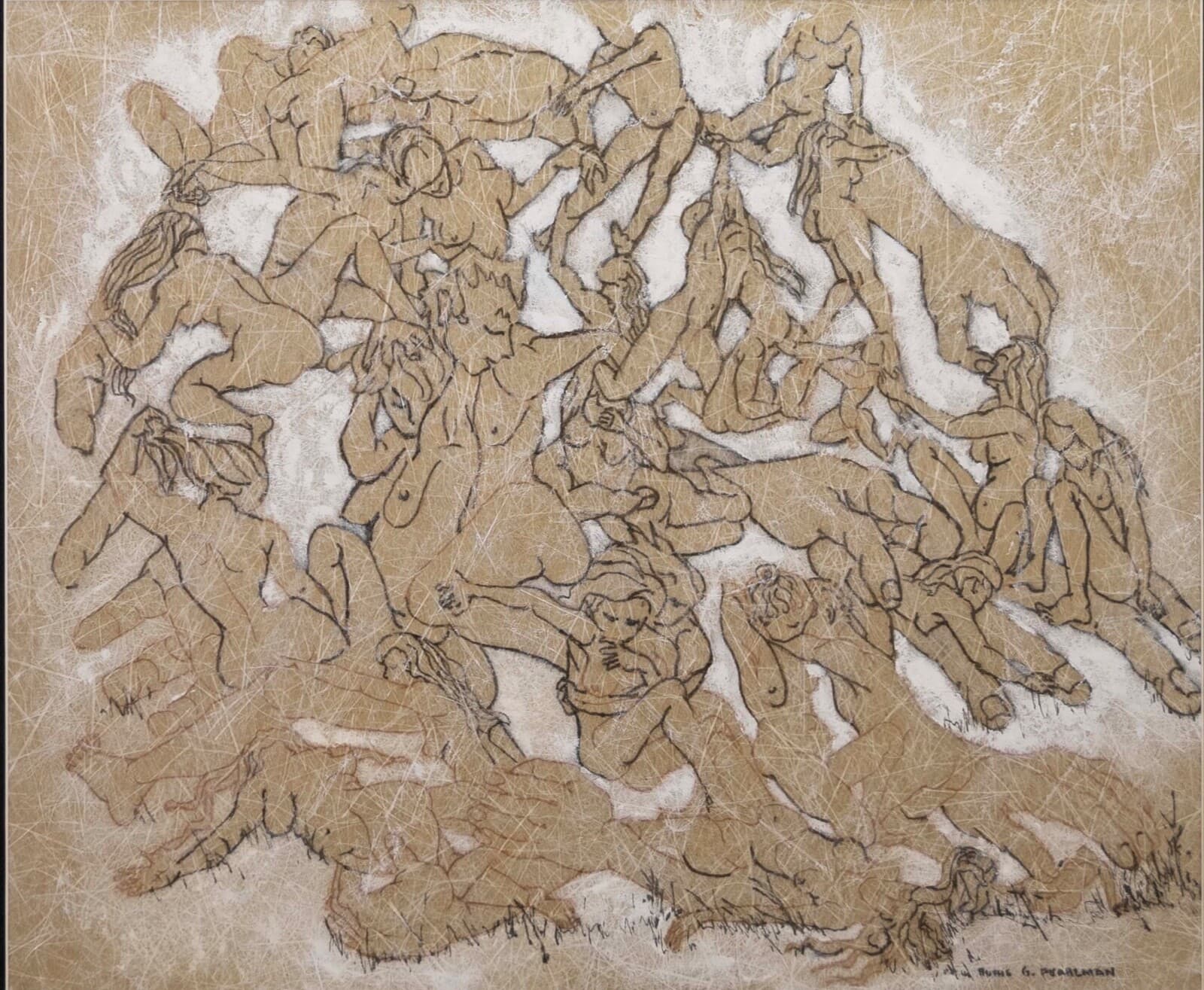 Ruthe G Pearlman Signed Modern Figurative Nude Watercolor On Paper Framed 1970s - Thumbnail 3
