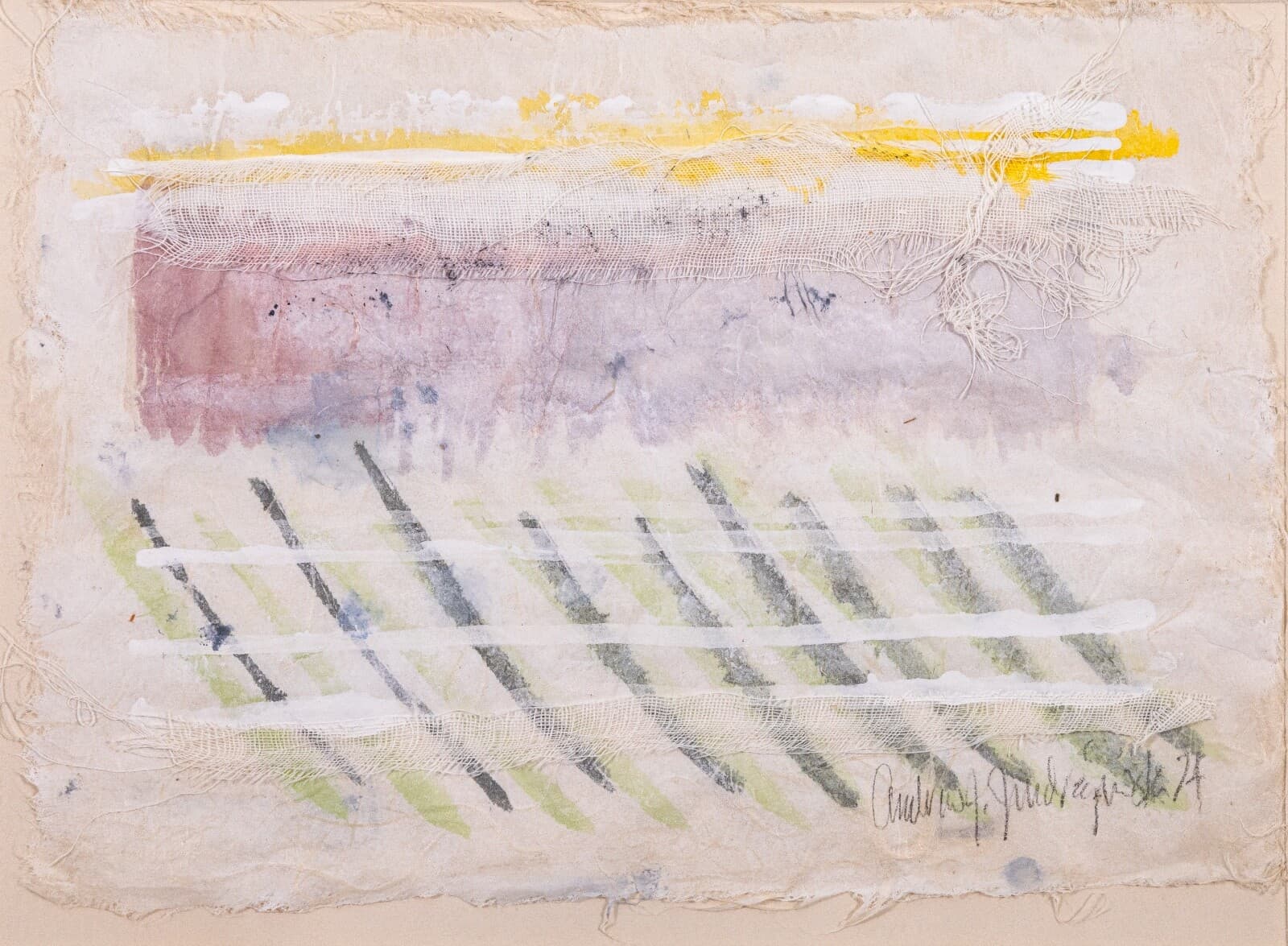 Andrew Jendrzejewski Horizontal Study 5 Signed Contemporary Collage on Paper - Thumbnail 2