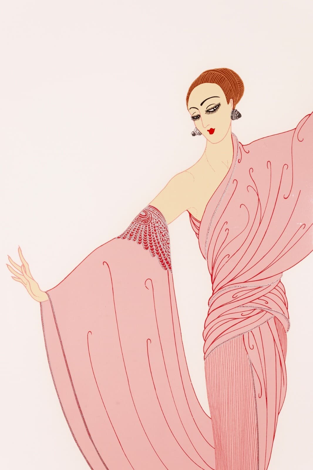 Erte In The Evening Signed Contemporary Art Deco Serigraph on Paper Framed 1981 - Thumbnail 3