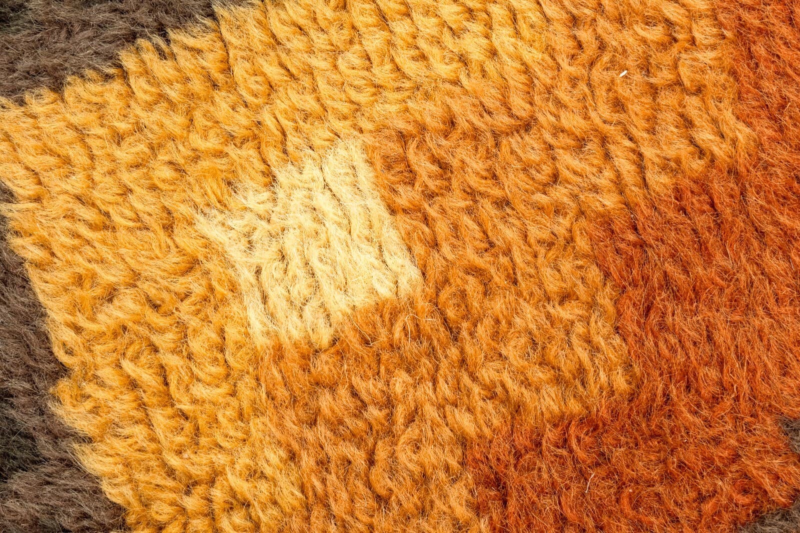 Mid Century Modern Aztec Style Vintage Brown and Orange Area Rug Fiber Carpet - Thumbnail 7