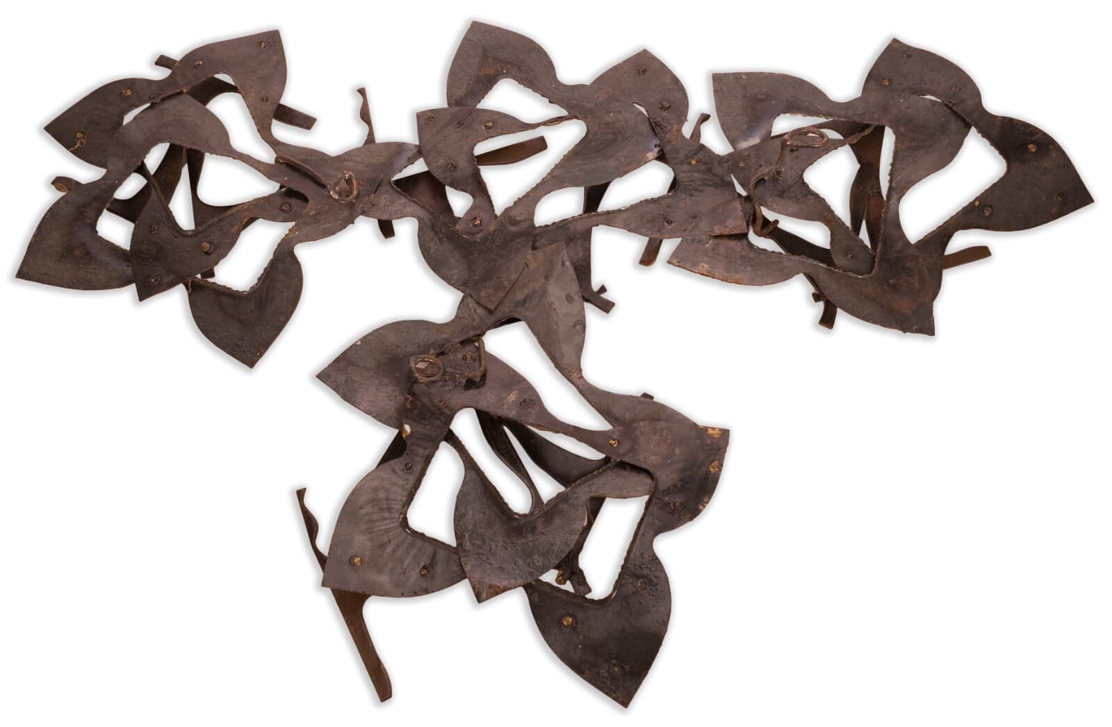 Paul D. Wellington Signed Modern Brutalist Brass Small Wall Sculpture 1970s - Thumbnail 2