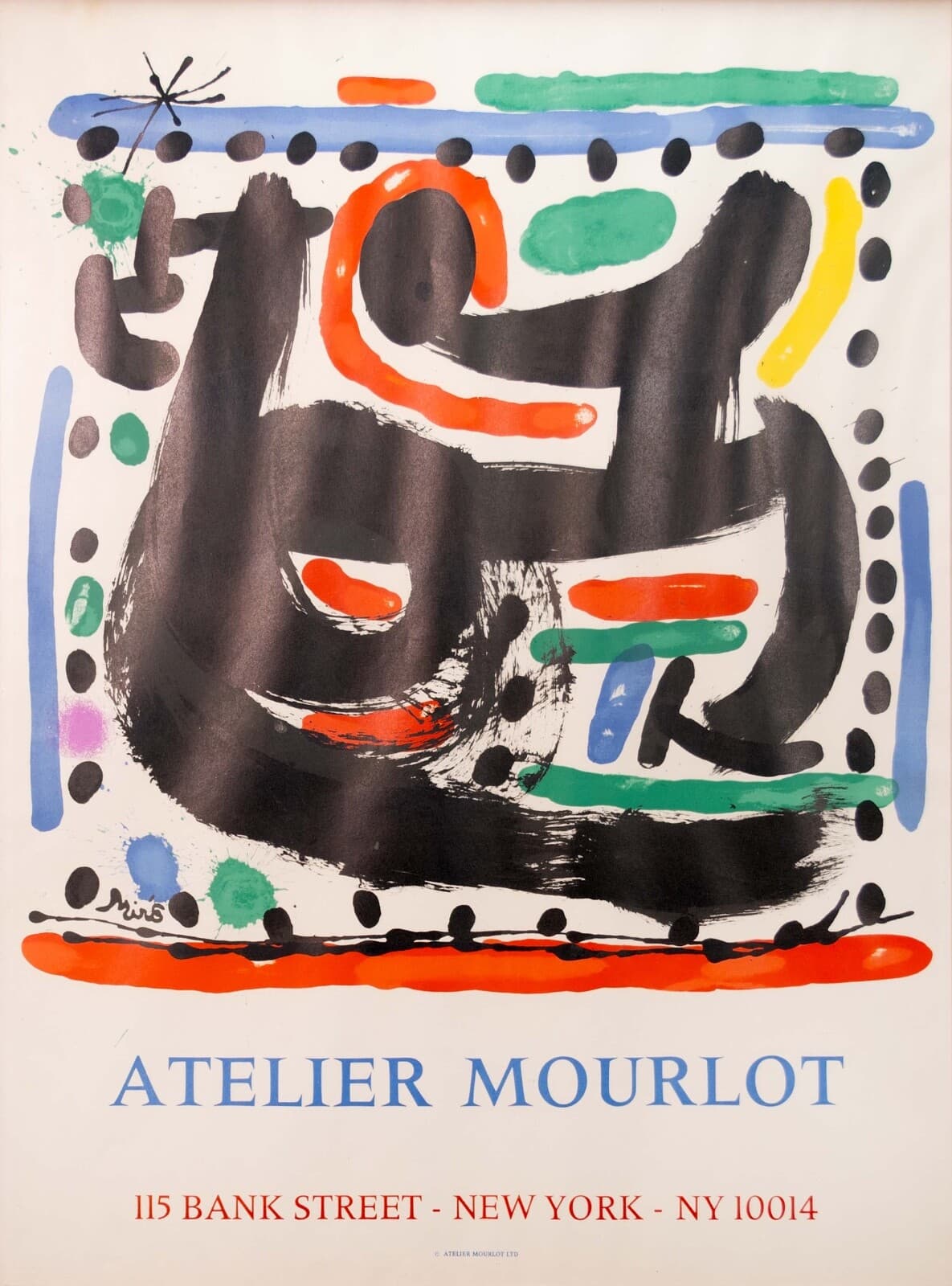Joan Miro Atelier Mourlot New York Original Modern Lithographic Poster Framed - Thumbnail 3