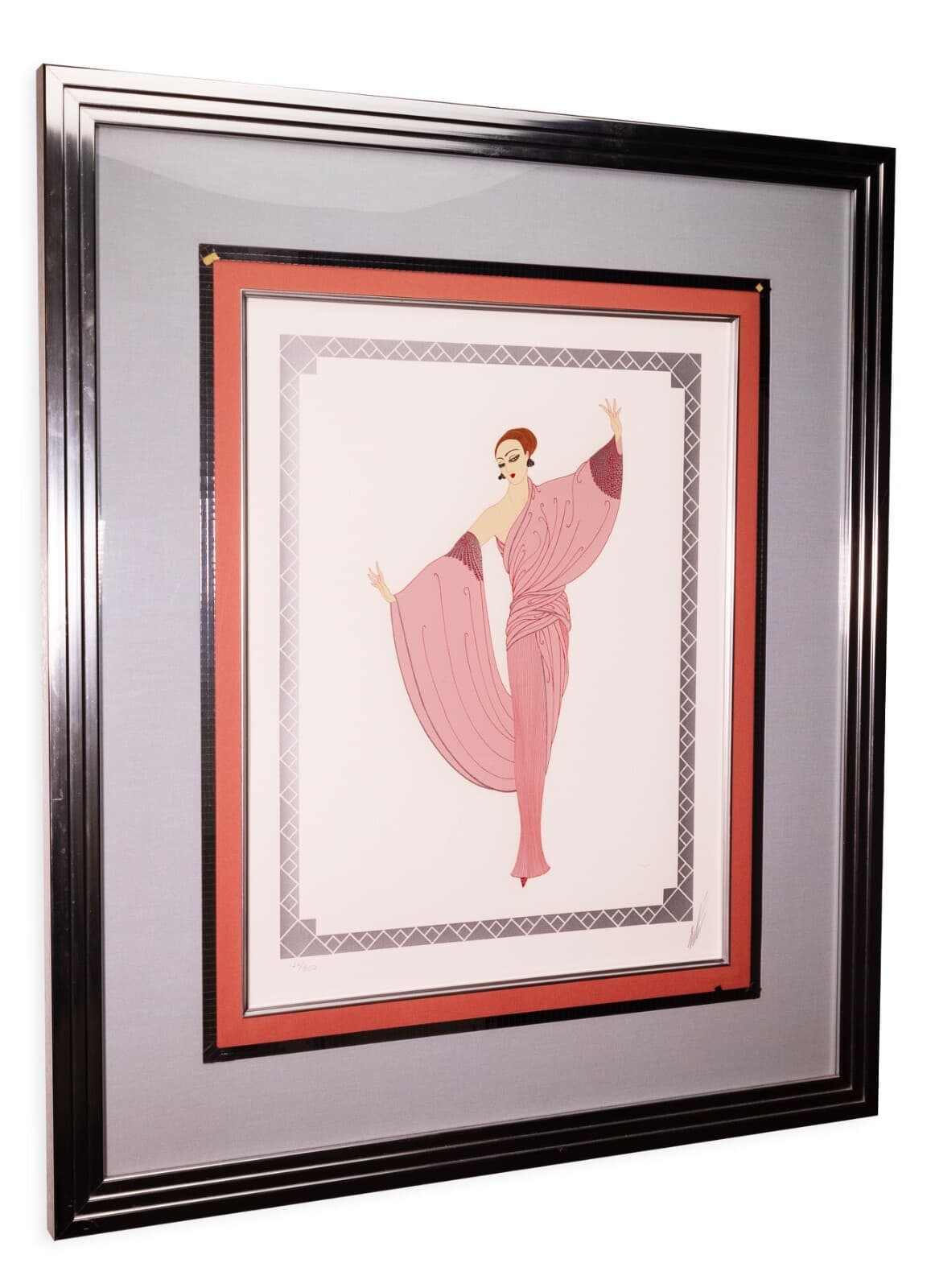 Erte In The Evening Signed Contemporary Art Deco Serigraph on Paper Framed 1981 - Thumbnail 2