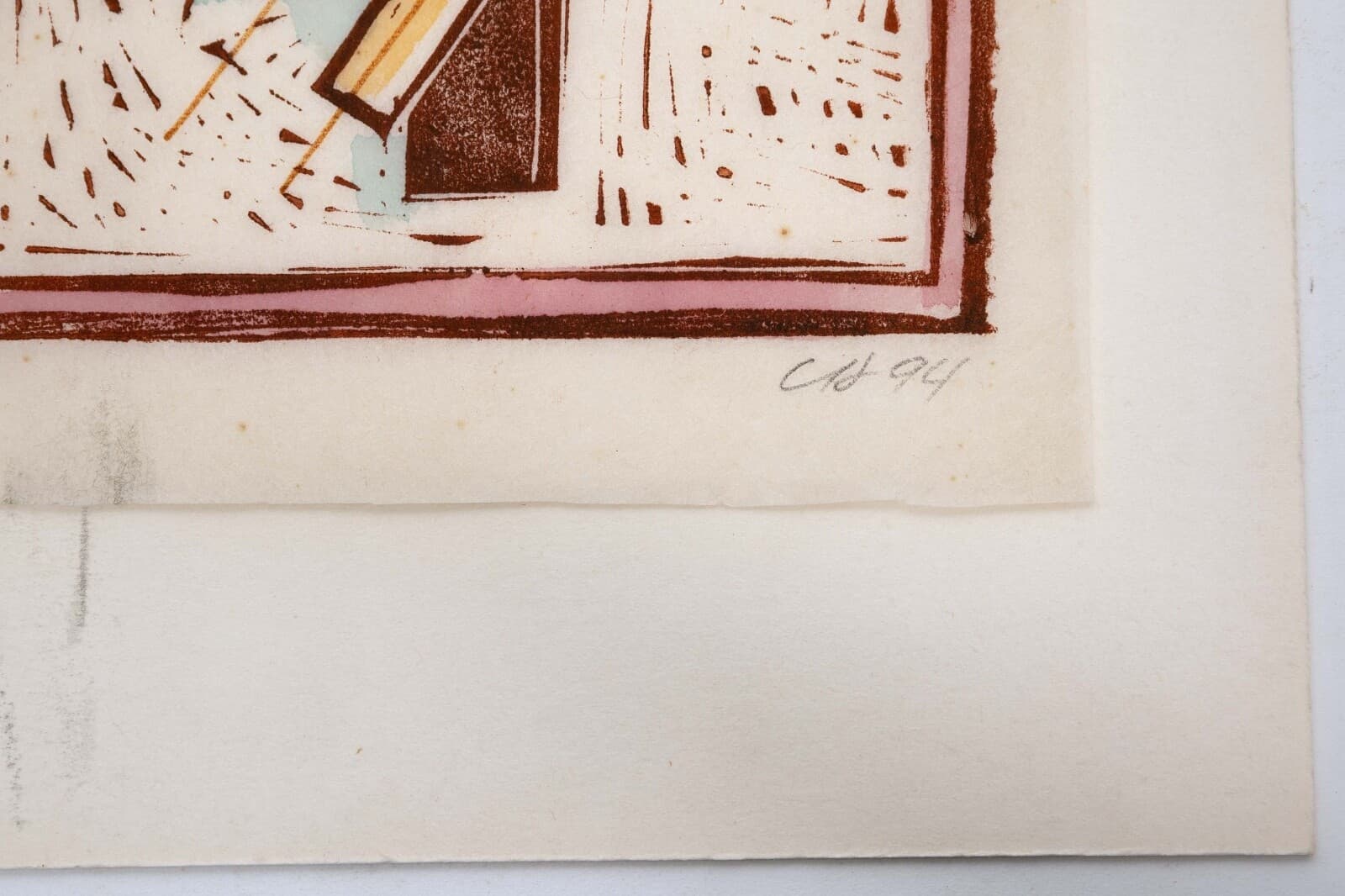 Clinton Hill Untitled Signed Contemporary Woodcut on Rice Paper Unframed 1994 - Thumbnail 6