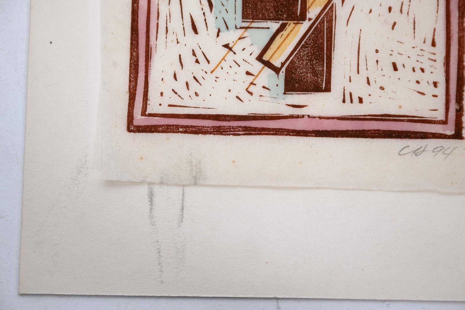 Clinton Hill Untitled Signed Contemporary Woodcut on Rice Paper Unframed 1994 - Thumbnail 5