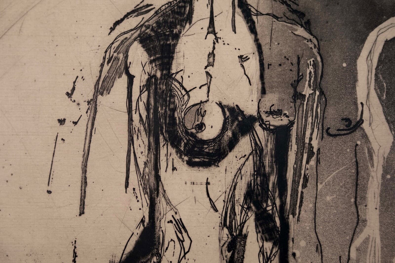 Karl Brandstatter Untitled Nude Modernist Etching on Paper 38/120 Framed 1970s - Thumbnail 5