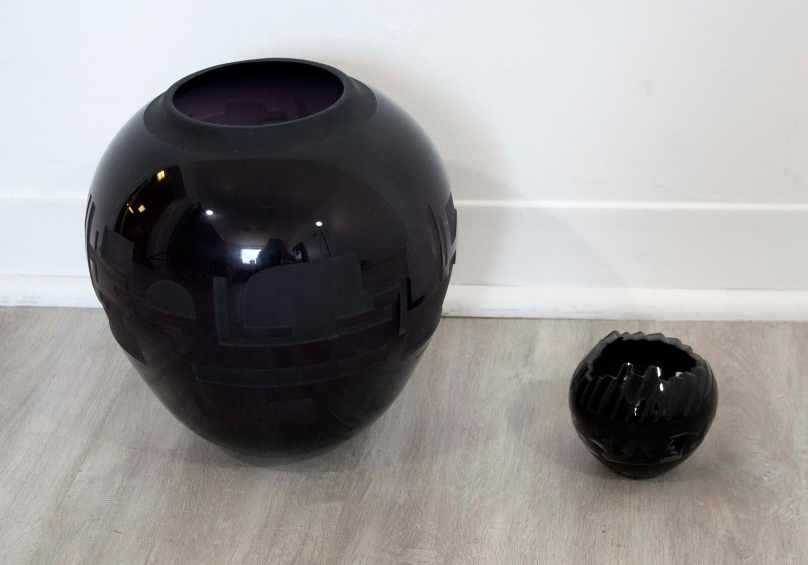 Pair of James Parsons Smoked Glass Vessels Design - Thumbnail 4
