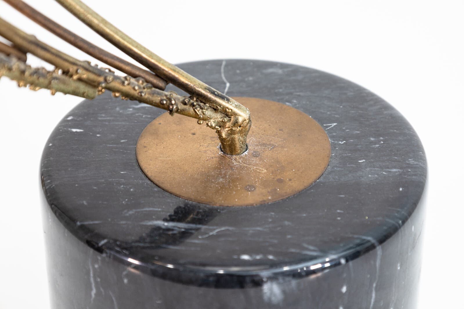 Curtis Jere Brass Spiral Brutalist Articulating Table Sculpture on Marble Base - Thumbnail 7