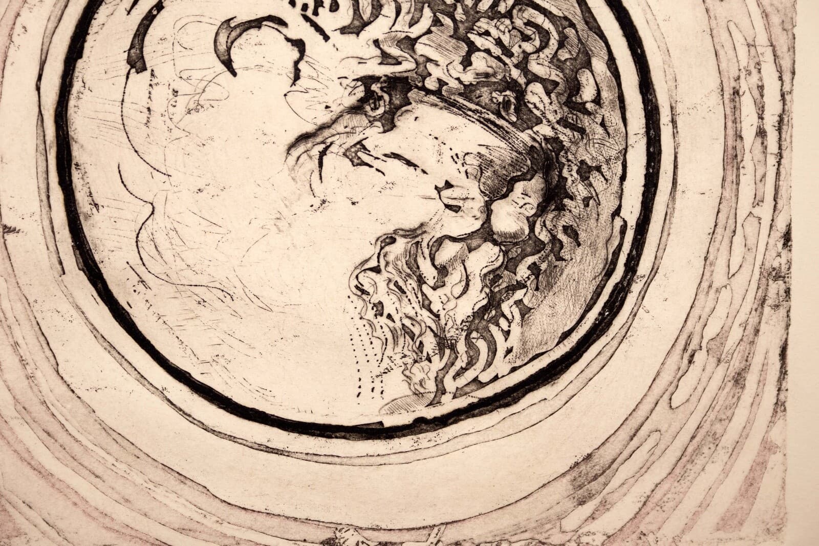 John Mills Lion Medallion Signed Contemporary Etching on Paper A.P. Unframed '71 - Thumbnail 5