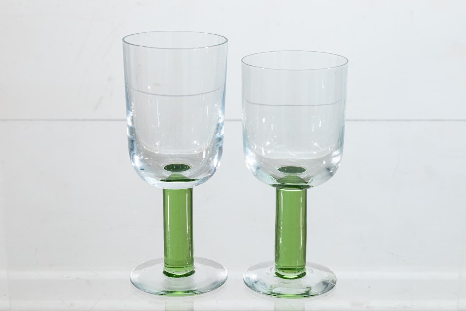 Sagaform Set of 16 Modernist Handblown Wine or Cocktail Glasses with Green Bases - Thumbnail 3