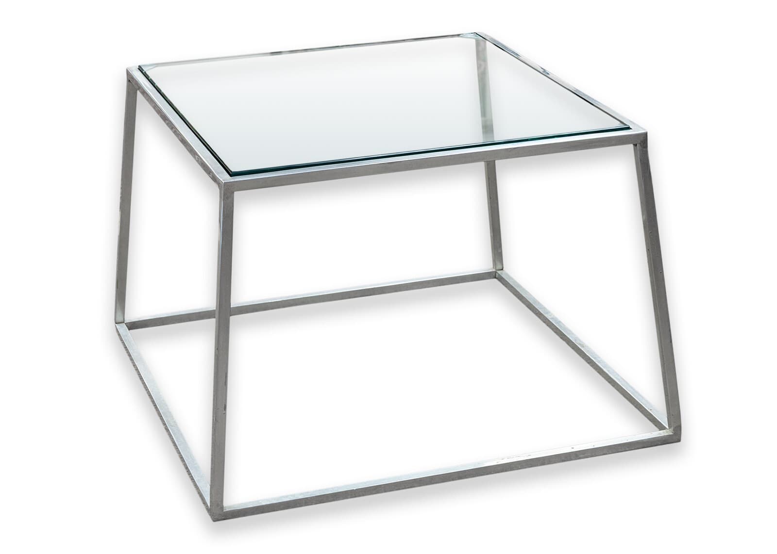 Pair of Vintage Kjaerholm Style Tapered Metal and Glass Side End Tables - Thumbnail 2
