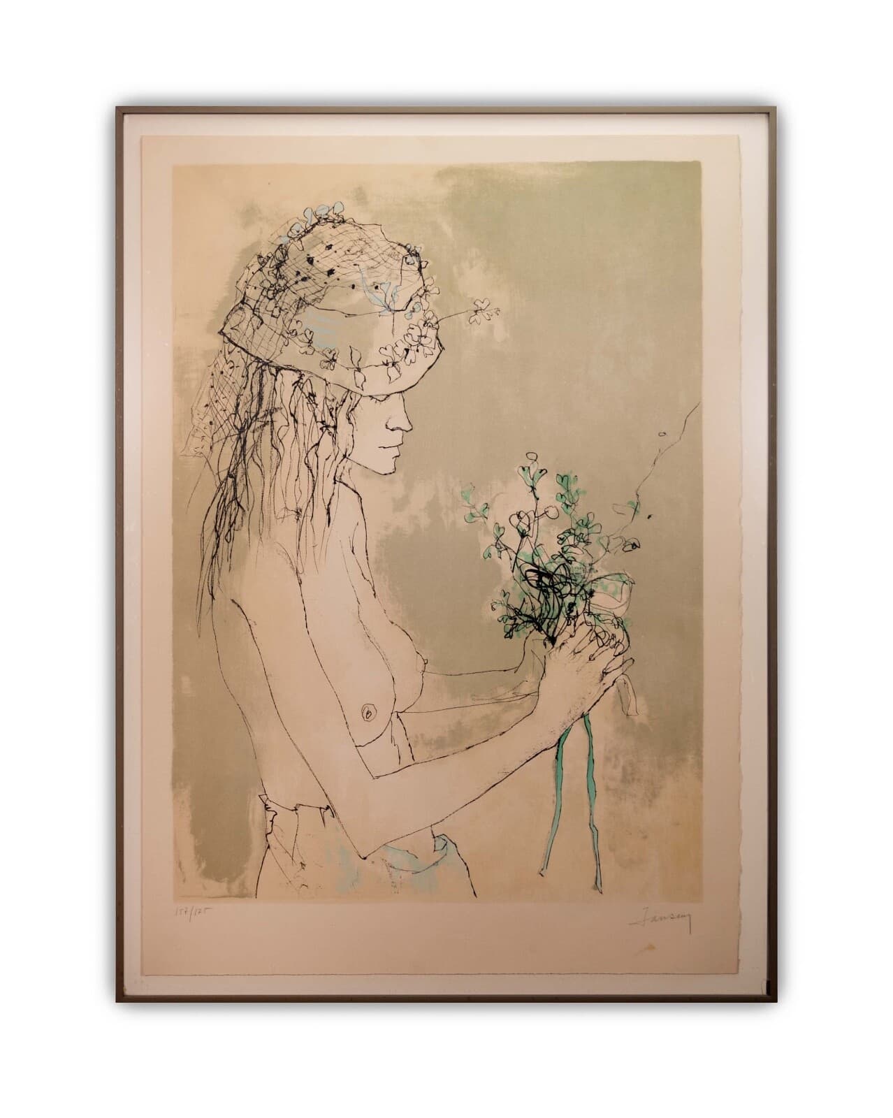 Jean Jansem Offrande Signed Modernist Figurative Lithograph on Paper 157/275 - Thumbnail 2