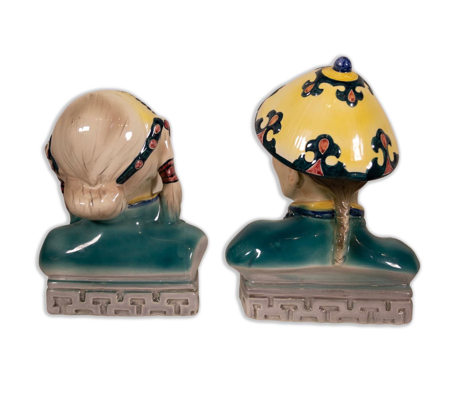 Goldscheider Pair of Japanese Hand Painted Porcelain Mid Century Modern Busts - Thumbnail 4