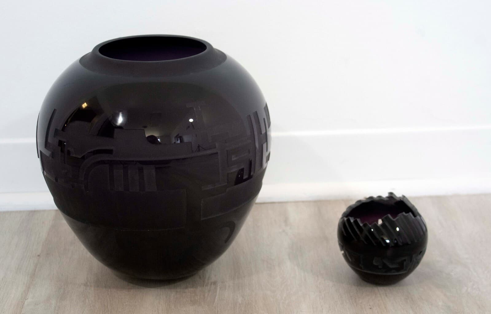 Pair of James Parsons Smoked Glass Vessels Design - Thumbnail 2