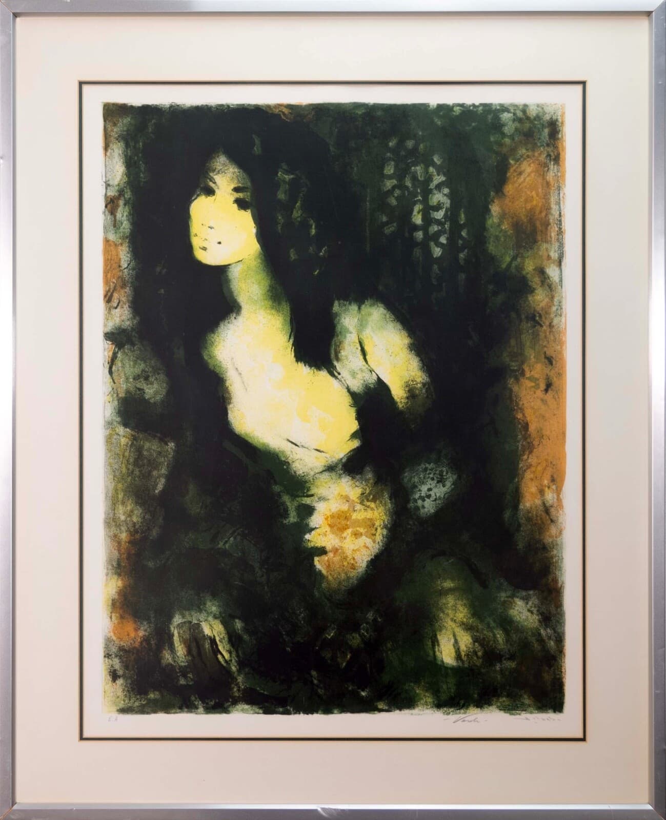 Yehuda Verdi Signed Modernist Figurative Lithograph on Paper E.A. Framed 1970s - Thumbnail 2