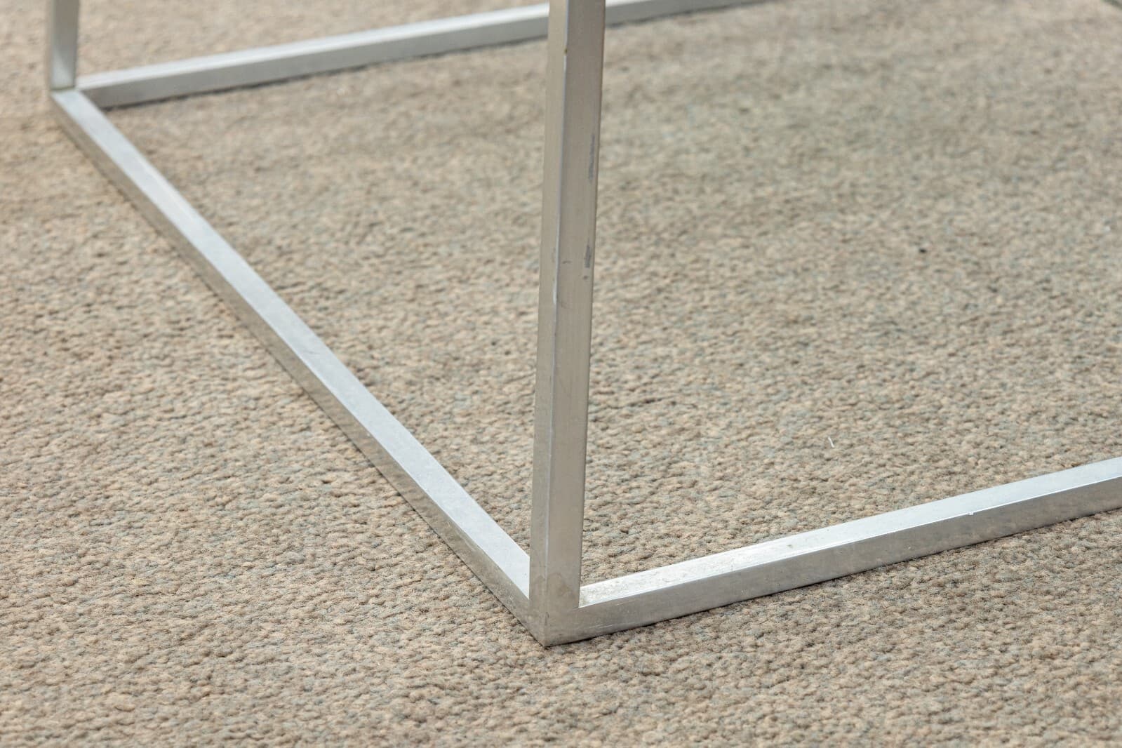 Pair of Vintage Kjaerholm Style Tapered Metal and Glass Side End Tables - Thumbnail 7