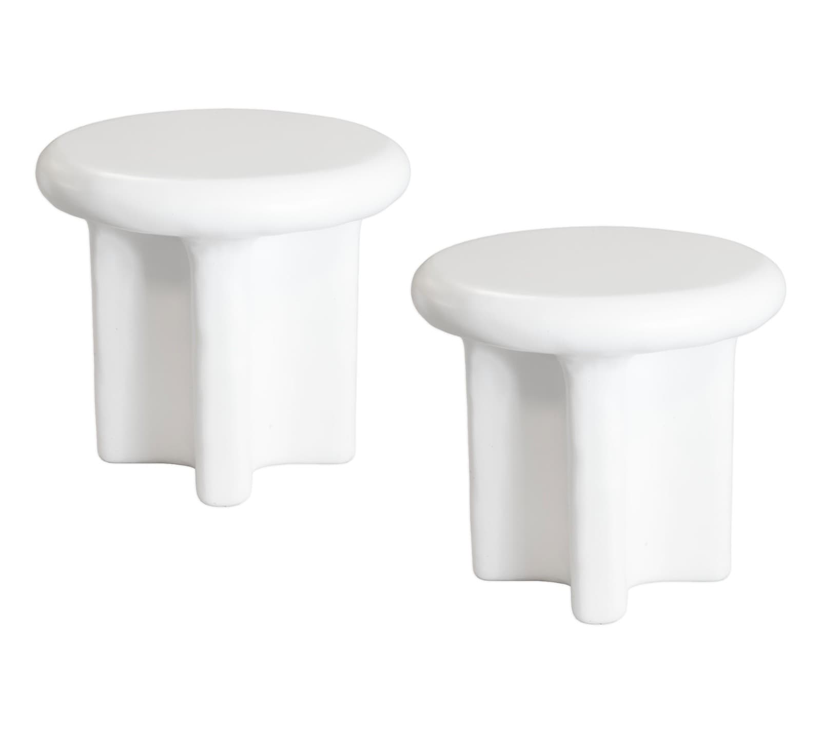 Pair Of Bodene Round Ivory Cast Resin Side Tables By Vuue