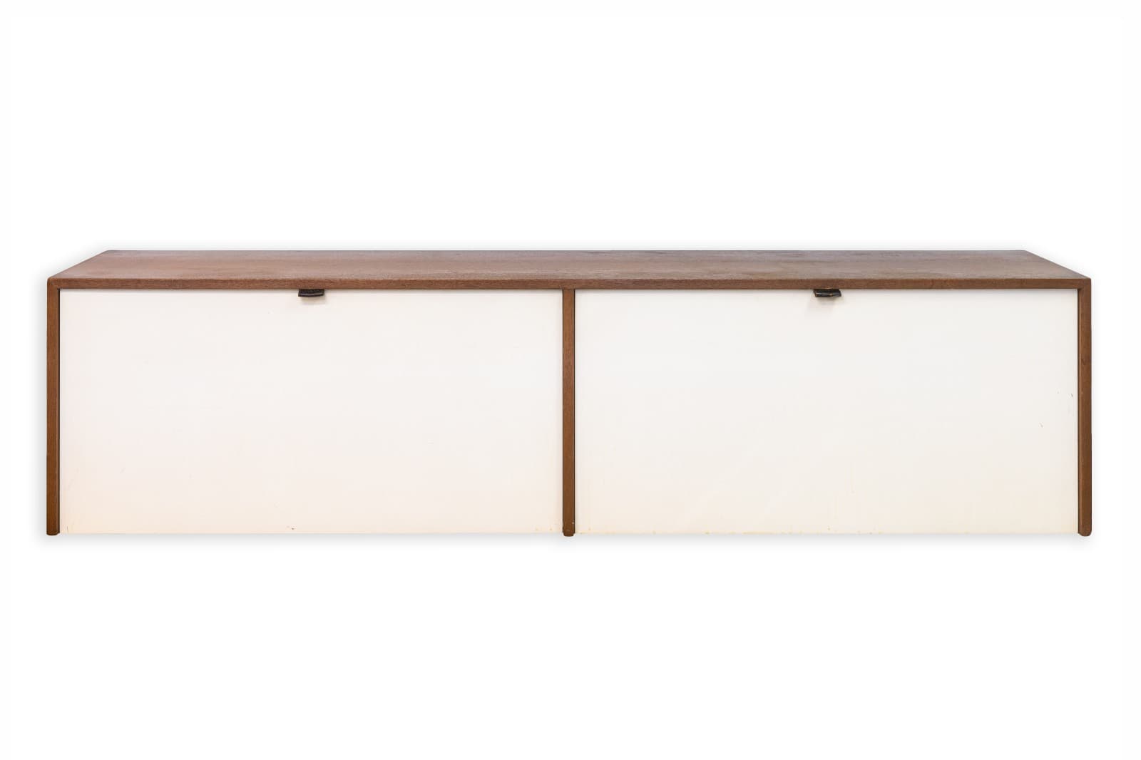Pair of Vintage 1960s Florence Knoll Floating Credenzas Walnut & White Laminate - Thumbnail 10