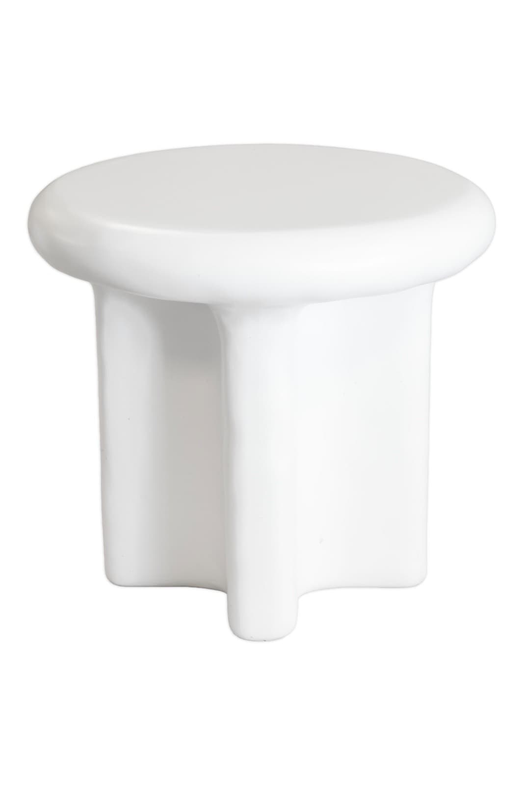 Pair Of Bodene Round Ivory Cast Resin Side Tables By Vuue - Thumbnail 3