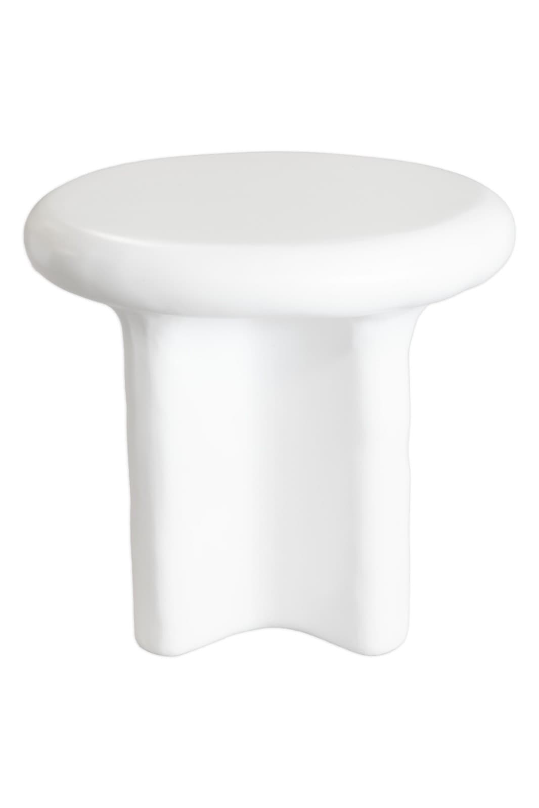 Pair Of Bodene Round Ivory Cast Resin Side Tables By Vuue - Thumbnail 4
