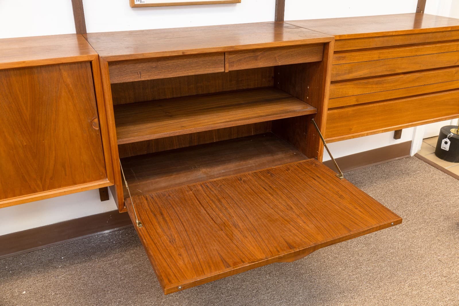 Poul Cadovious 4 Bay Royal System Danish Teak Wall Unit Extendable Table Desk - Thumbnail 8