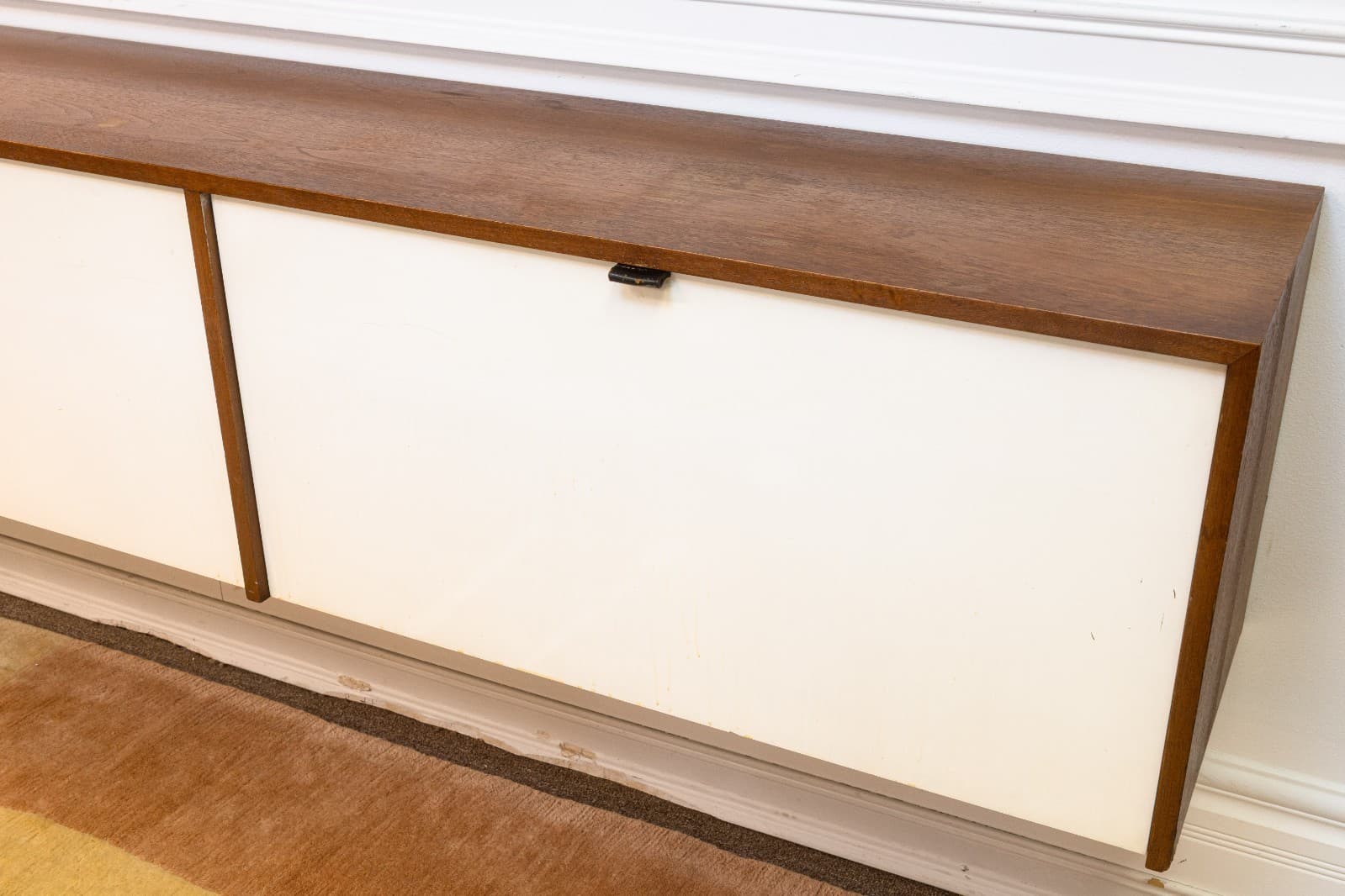 Pair of Vintage 1960s Florence Knoll Floating Credenzas Walnut & White Laminate - Thumbnail 12