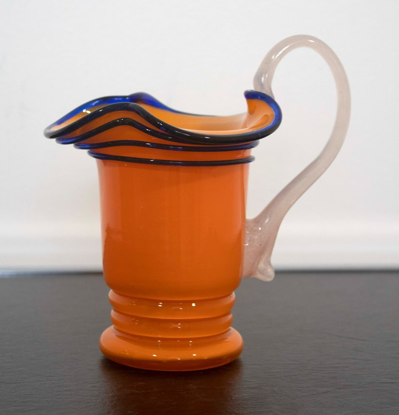 Czech Glass Yellow Pitcher w White Handle Table - Thumbnail 2